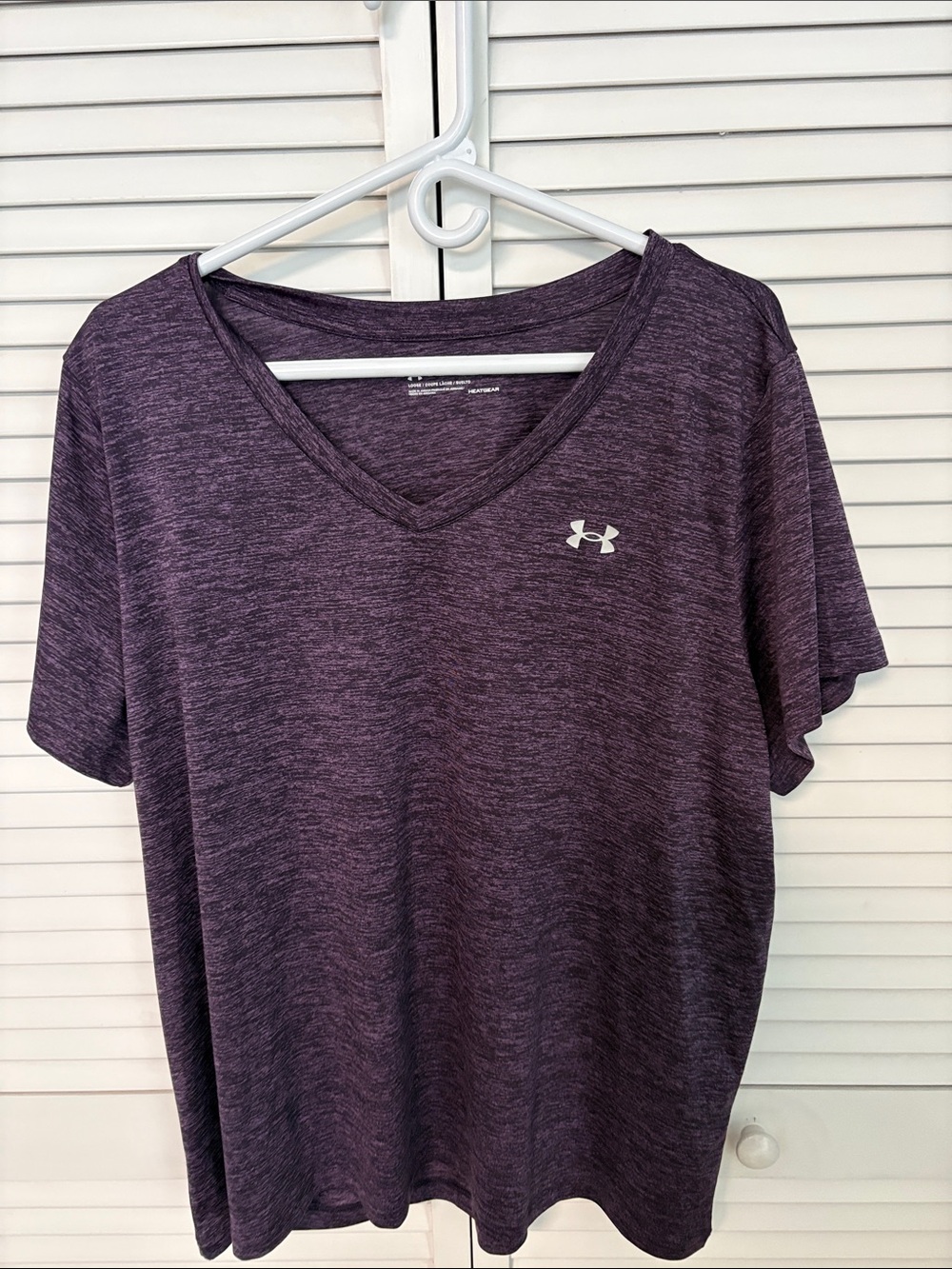 Women’s Under Armour Purple Heather V-Neck Tee 1X - Picture 2 of 5